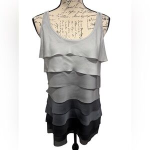 Apt. 9 Women’s Size Large Ombré Ruffle Tank Top Black Gray New with tags